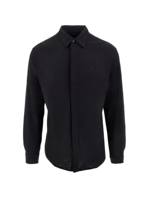 Emporio Armani logo-embroidered long-sleeve shirt Black EM004754AF22405