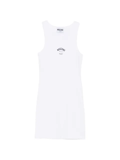 MOSCHINO JEANS logo-print ribbed mini dress White J04153252