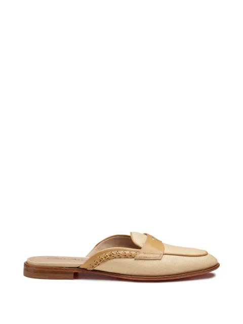 Santoni braided leather-trim flat mules Neutrals WUSF72087HAFTITY
