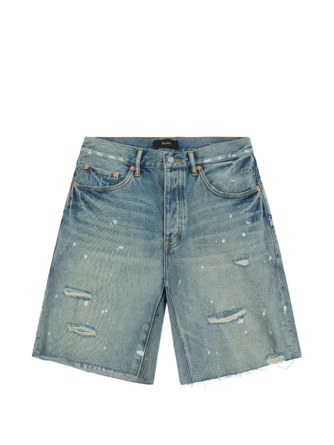 Purple Brand painterly rip shorts Blue P059LIPS826