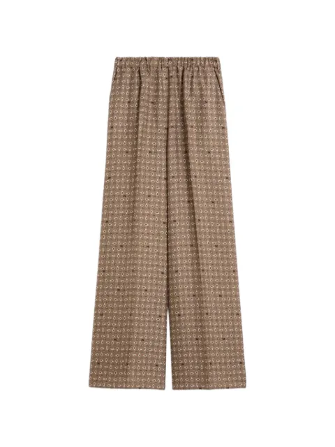 Max Mara monogram-print silk trousers Brown 2611131131600