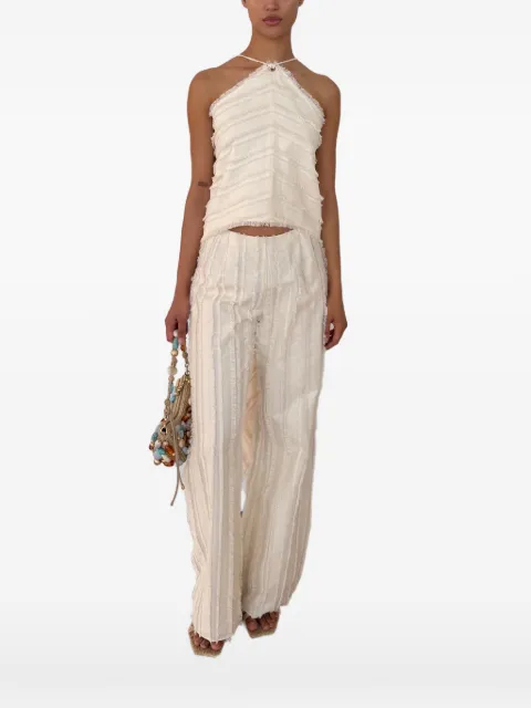 Cult Gaia Venezia fringed halterneck top Neutrals WVTP28845EY3110
