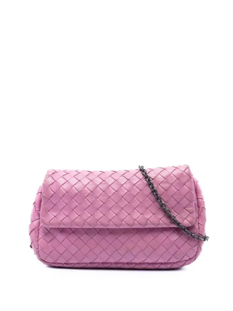 Bottega Veneta Pre-Owned 2012-2026 Mini Nappa Intrecciato Expandable Chain Flap crossbody bag Pink 410PC1XOO54AFXEG