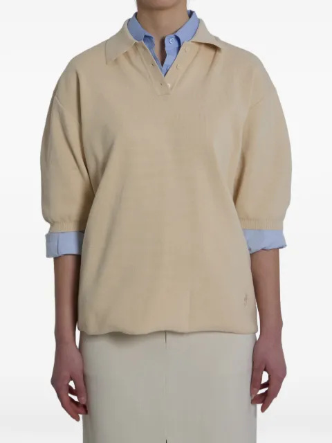 The Frankie Shop Nola puff-sleeve polo shirt Neutrals POFS21822006