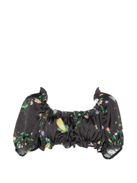 MOSCHINO JEANS floral-print crop top Black V02153239