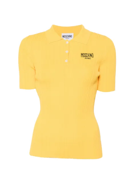 MOSCHINO JEANS ribbed-knit logo-embroidered T-shirt Yellow V09333207