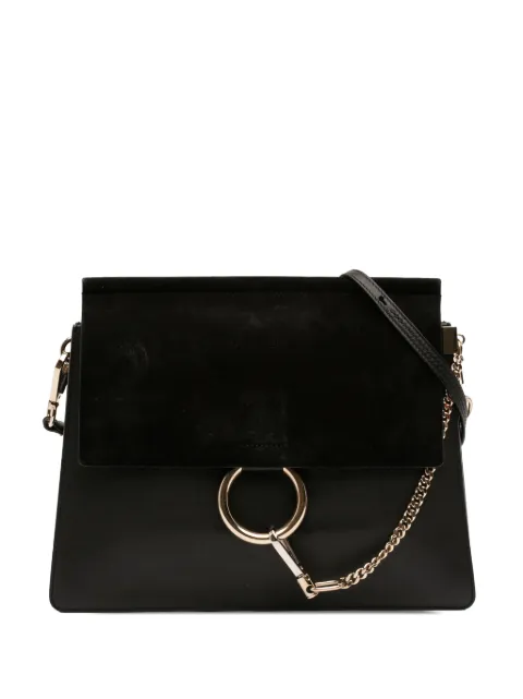 Chloé Pre-Owned 2017 Medium Calfskin and Suede Faye crossbody bag Black NRZKE0IHH53QFV9G