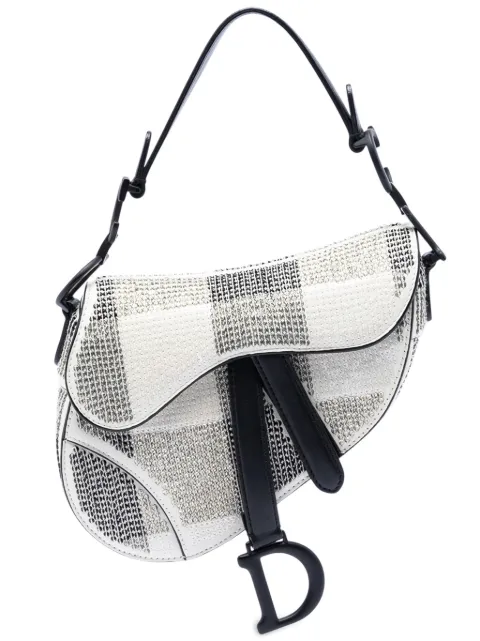 Christian Dior Pre-Owned 2019 Mini Sequin and Beads Embellished Calfskin Saddle Bag handbag White N5HT3LR59CH6LQ0E