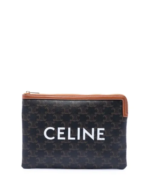Celine Pre-Owned 2020 Small Triomphe Coated Canvas clutch bag Brown M1ICTL11RQD1EFR6