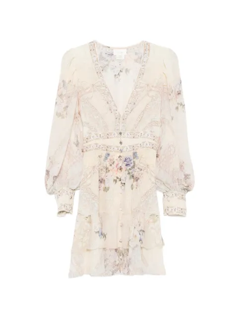 Camilla floral-print silk mini dress Neutrals 00042412