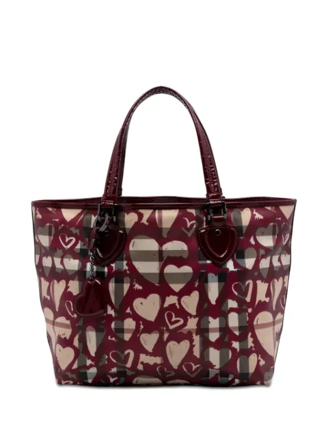 Burberry Pre-Owned 2000-2017 House Check Coated Canvas Hearts Gracie tote bag Red HGCI4WAY9GEYDVT1