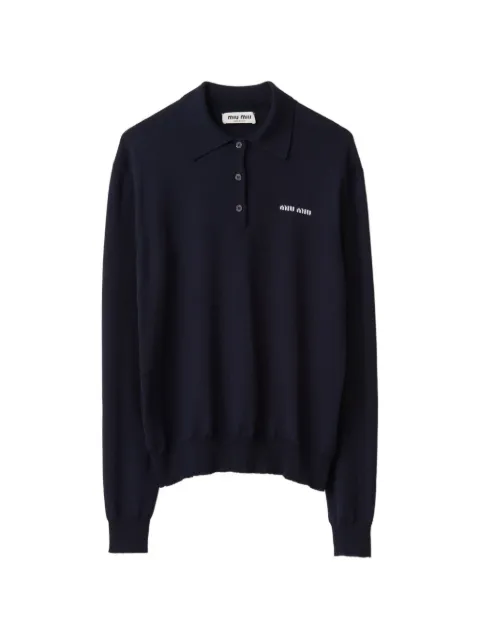 Miu Miu wool knit polo shirt Blue MML934SOOO14RH