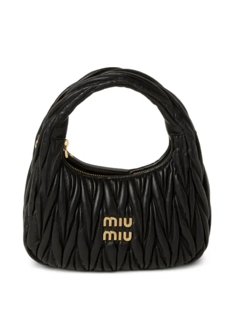 Miu Miu Wander Matelassé nappa leather shoulder bag Black 5BC125VOOYAN88