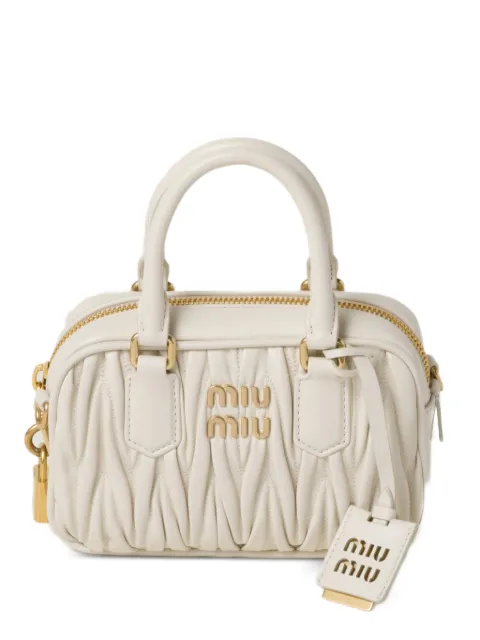 Miu Miu Arcadie Matelassé nappa leather bag Neutrals 5BB123VYONAN88