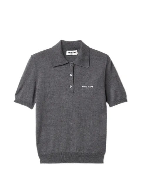 Miu Miu Wool knit polo shirt Grey MML933SOOO14RH