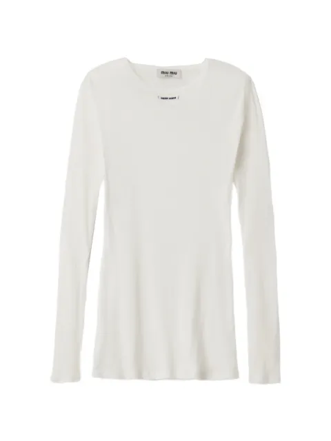 Miu Miu ribbed knit jersey dress White MJA842S23115V8