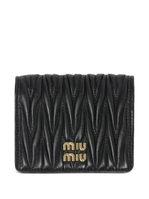 Miu Miu small matelassé nappa leather wallet Black 5MV204AFPP