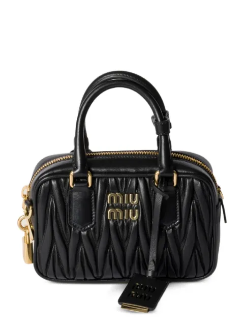 Miu Miu Arcadie Matelassé nappa leather bag Black 5BB123VYONAN88