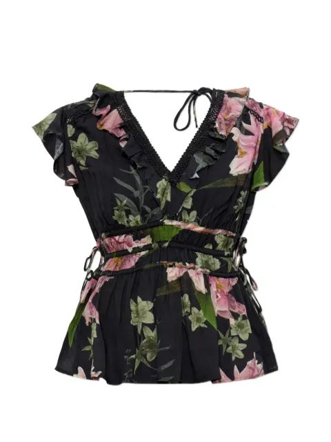 AllSaints Canto floral-print ruffled top Black W099PE