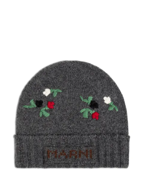 Marni floral-embroidered beanie hat Grey CLMC0192S0UFZ415