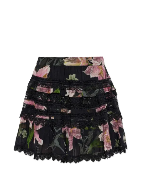 AllSaints Zora floral-print tiered mini skirt Black W056RE