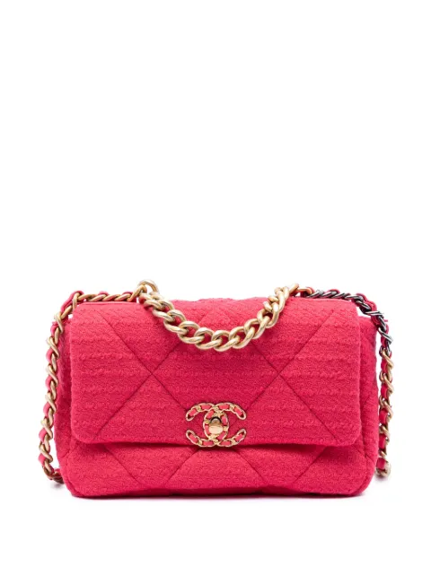 CHANEL Pre-Owned 2020 Medium Tweed 19 Flap satchel Pink MVAMMN2CYCON1P8K