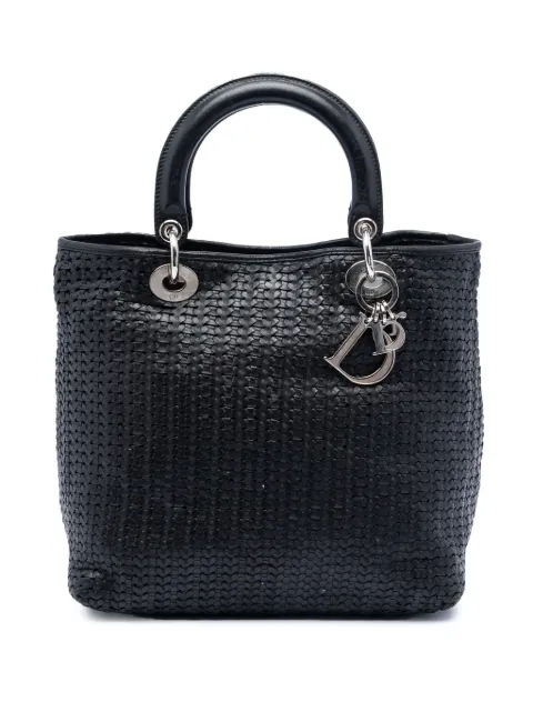 Christian Dior Pre-Owned 2008 Medium Woven Calfskin Soft Lady Dior handbag Black LRWRPP9BV40I6XUG