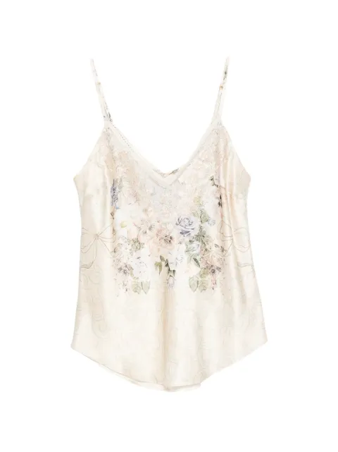 Camilla floral-print lace-trim tank top Neutrals 00042969
