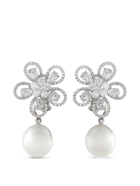 Assael diamond and pearl clip-on earrings Silver AS15050426