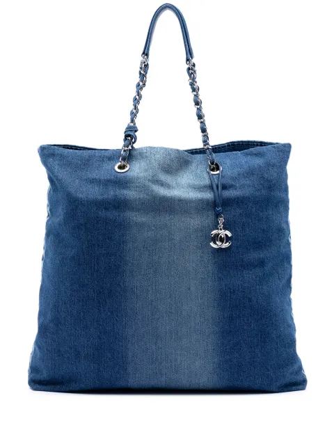 CHANEL Pre-Owned 2018-2019 Printed Denim Shopping tote bag Blue IBM2F5VVEN6345DG