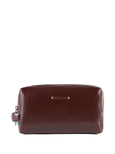 PIQUADRO logo-plaque leather wash bag Red BY5011B2