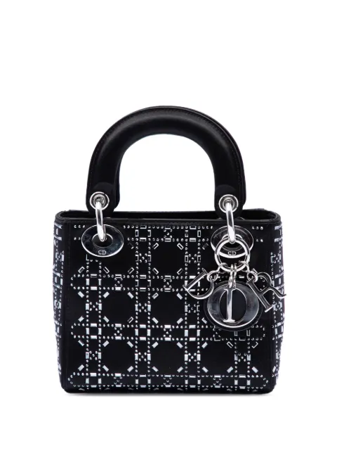 Christian Dior Pre-Owned 2018 Mini Velvet Cannage Strass Embellished Lady Dior satchel Black VACYQM50M16LV9UJ