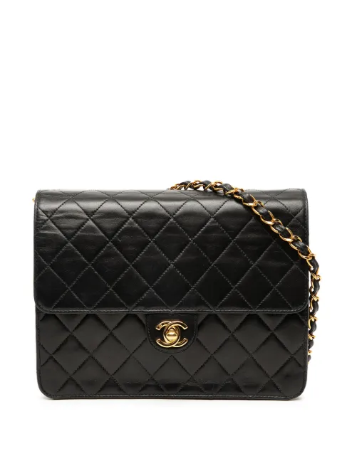 CHANEL Pre-Owned 2002-2003 Small CC Quilted Lambskin Single Flap crossbody bag Black LLE98Q9CG1IOQL47
