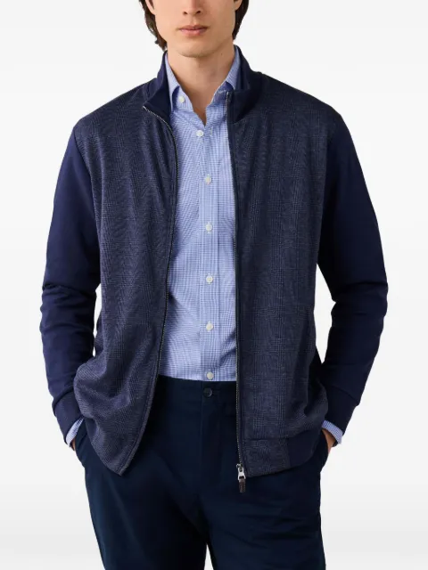 Hackett London Prince of Wales zip-up cardigan Blue HM5800124