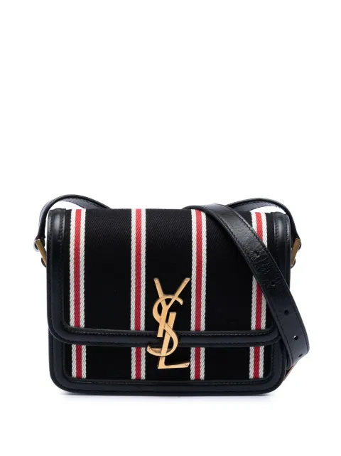 Saint Laurent Pre-Owned 2021 Small Canvas Striped Solferino Satchel In Box crossbody bag Black GU6LM7U8WXU02F8K