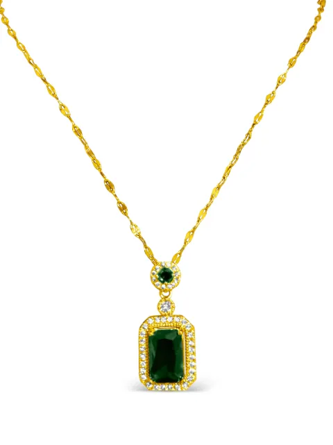 HZMER JEWELLERY Faux Emerald necklace Gold MCHPNG185