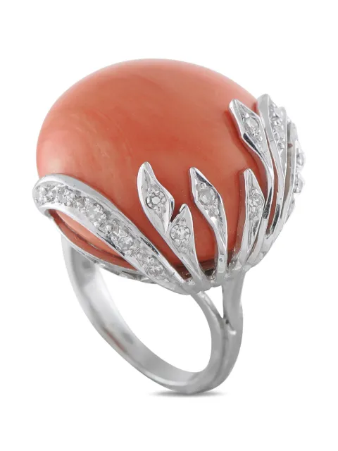 LB Exclusive coral and diamond ring Silver MF08050526