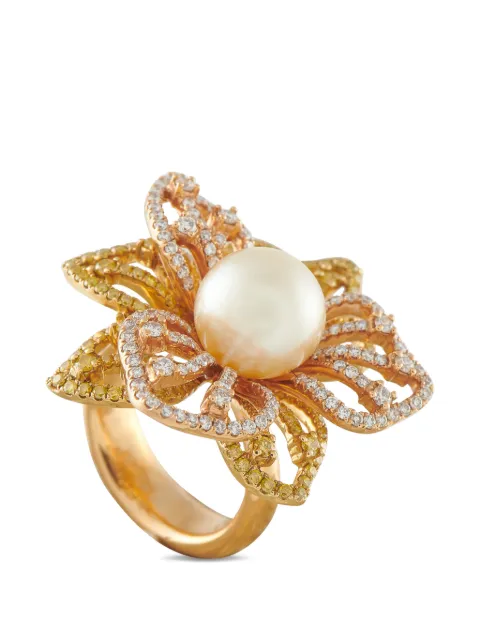 LB Exclusive leaf-motif pearl and diamond ring Pink MF21050426