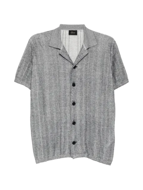Brioni ribbed-knit contrast-trim polo shirt Grey UMQA0LPDK124190