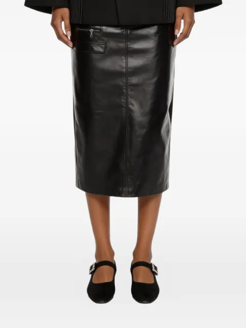 Situationist zip-pocket leather midi skirt Black SITU010