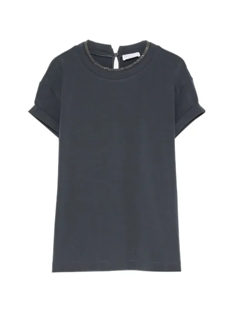 Brunello Cucinelli Monili-trim T-shirt Blue MPT18BD200C3186