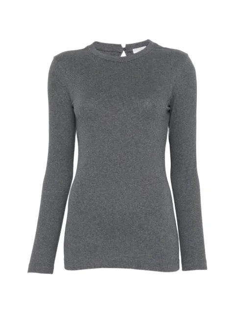 Brunello Cucinelli Monili-trim long-sleeve T-shirt Grey MPTC8BJ300CV563