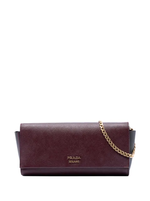 Prada Pre-Owned 2010-2026 Saffiano and City Calf Bibliotheque Clutch with Chain crossbody bag Red 5NHFVR578JYK22CF