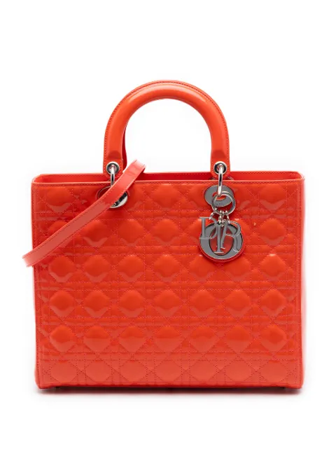 Christian Dior Pre-Owned 2012 Large Patent Cannage Lady Dior satchel Orange 557KDWTZ655FIYN1