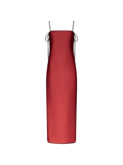 TEMILY tie-fastening satin-finish maxi dress Red EBSBSD01BRRYBLK