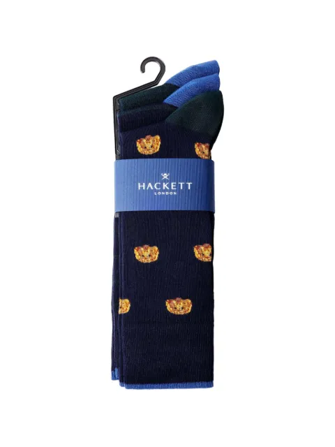 Hackett London Harry embroidered socks (set of three) Green HMU300080