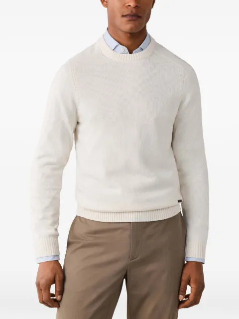 Hackett London Saddle Crew cotton sweater White HM7000213