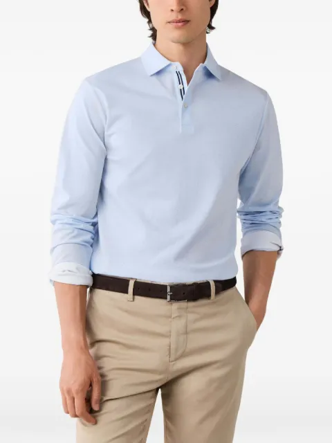 Hackett London piqué long-sleeve polo shirt Blue HM5500041