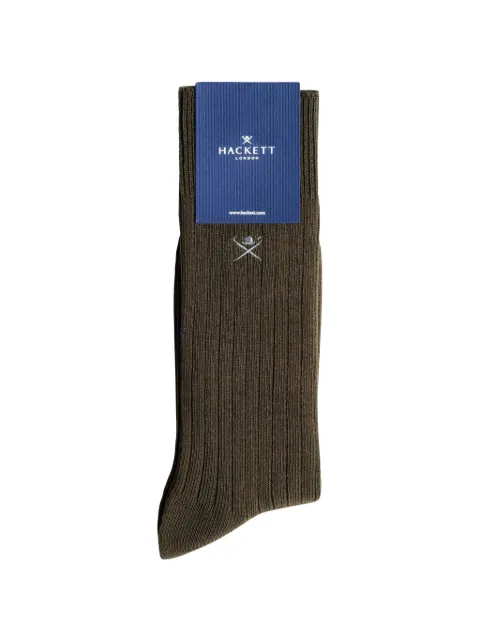 Hackett London ribbed-knit embroidered-logo socks Green HMU300101