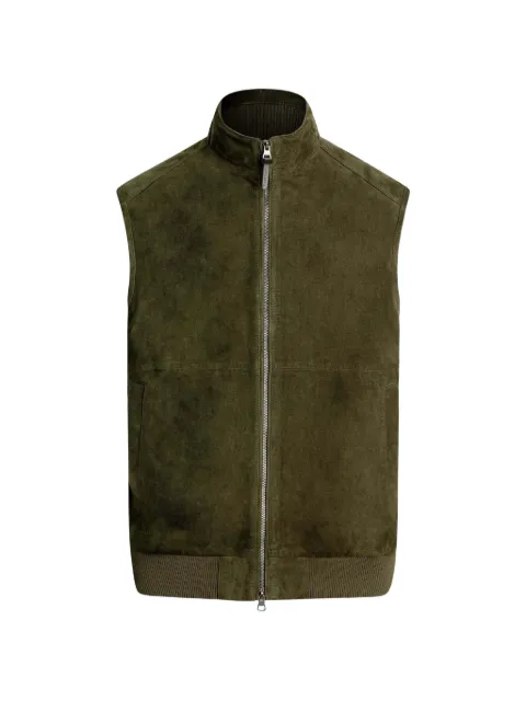 Hackett London suede ribbed-trim gilet Green HM4000224